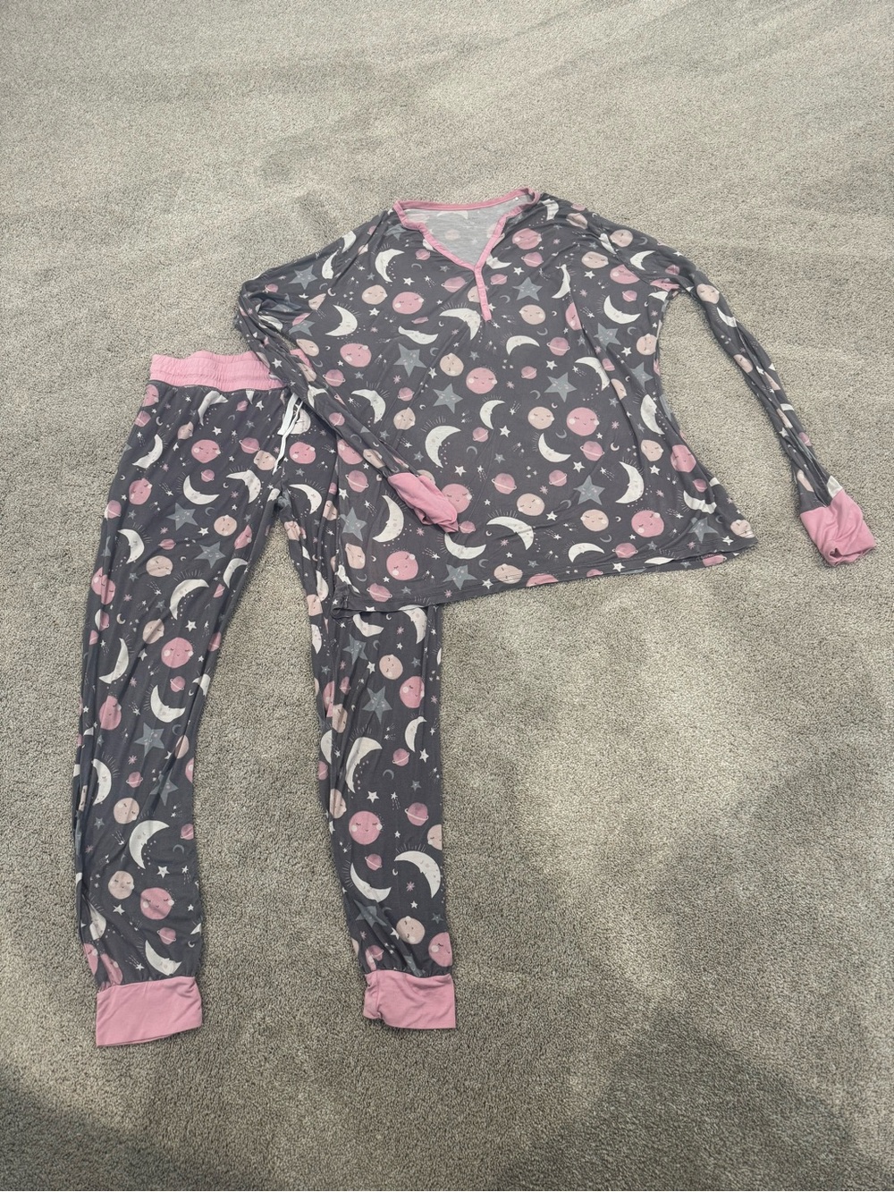 Little Sleepies Women’s Pajama Sleep Set Pink to the Moon & Back Size Large